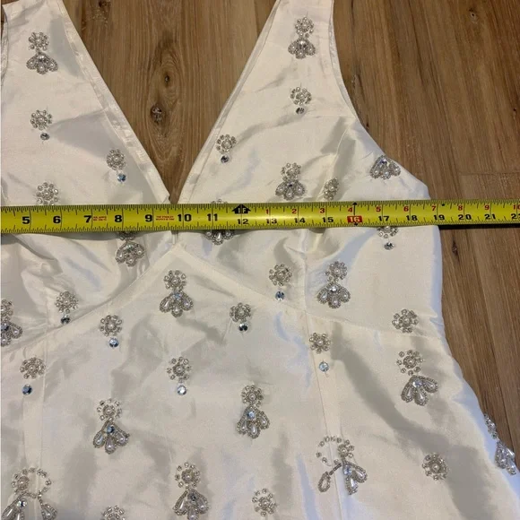 Adrianna Papell Women's Beaded Taffeta Mini Dress white Size 14 *Flaw - Picture 5 of 9